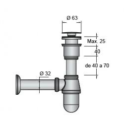 Siphon avec bonde à écoulement libre - SALGAR 16994