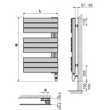 Sèche-serviettes MIXTE LVI - SILAY RF - 500W FLUIDE - 4870036 Collecteur vertical à droite