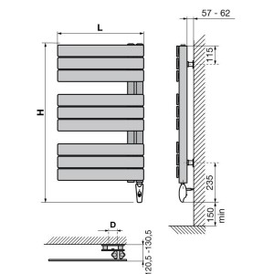 Sèche-serviettes MIXTE LVI - SILAY RF - 500W FLUIDE - 4870036 Collecteur vertical à droite