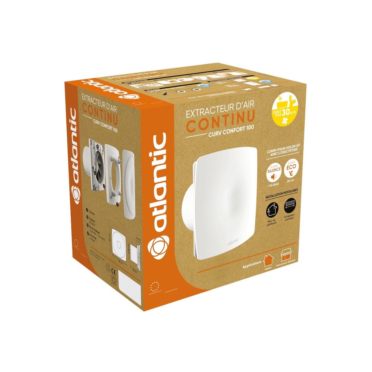 Extracteur permanent Curv Confort 100 HY - ATLANTIC 123237 