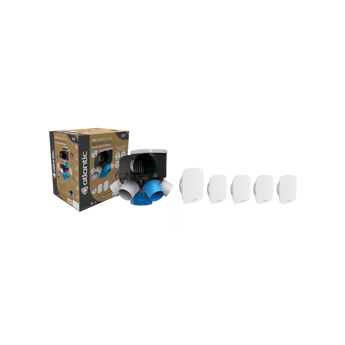 Kit Autocosy iH VMC auto intelligente 6 sanitaires (5 bouches line) - ATLANTIC 412289 