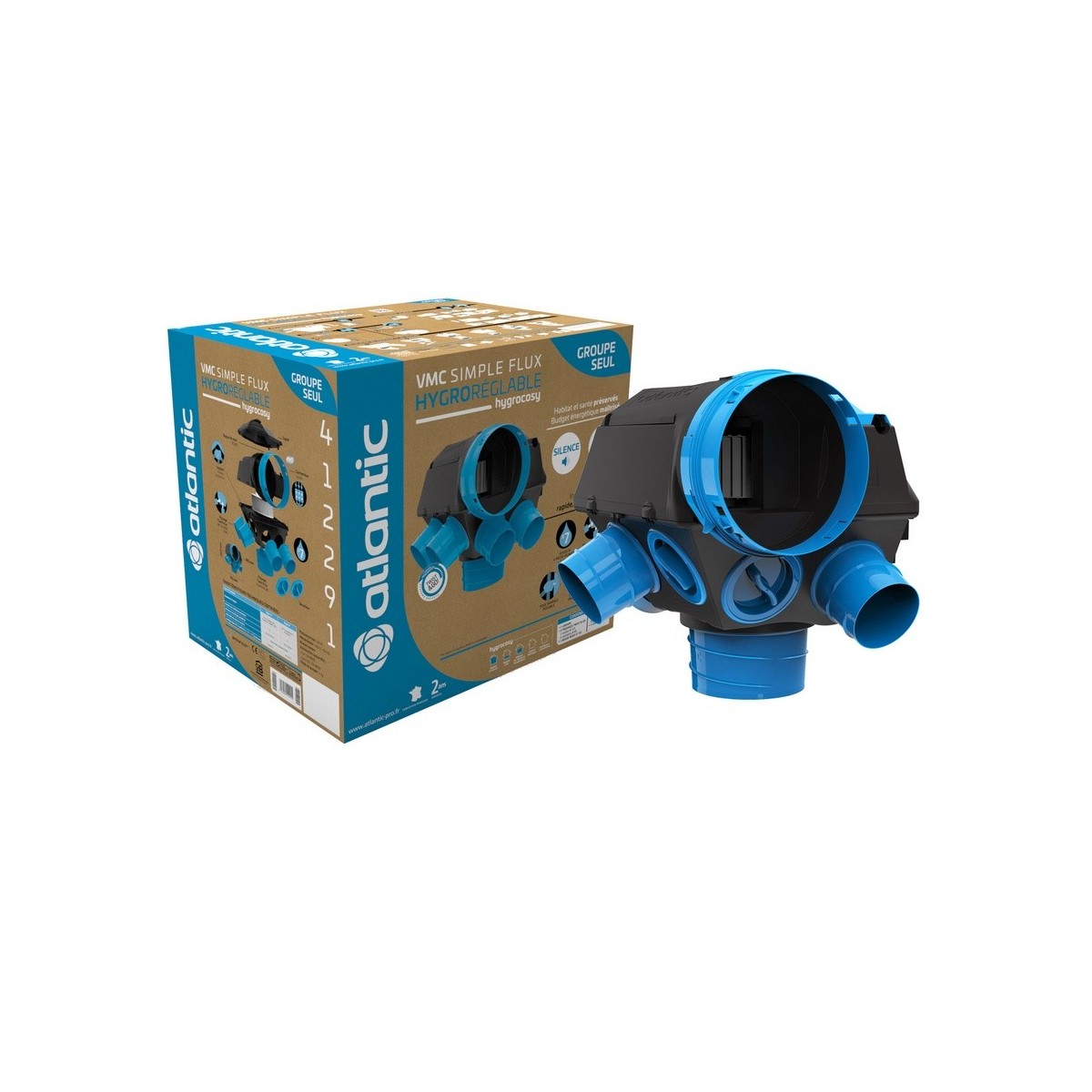 Groupe Hygrocosy VMC hygroréglable 6 sanitaires - Atlantic 412291 