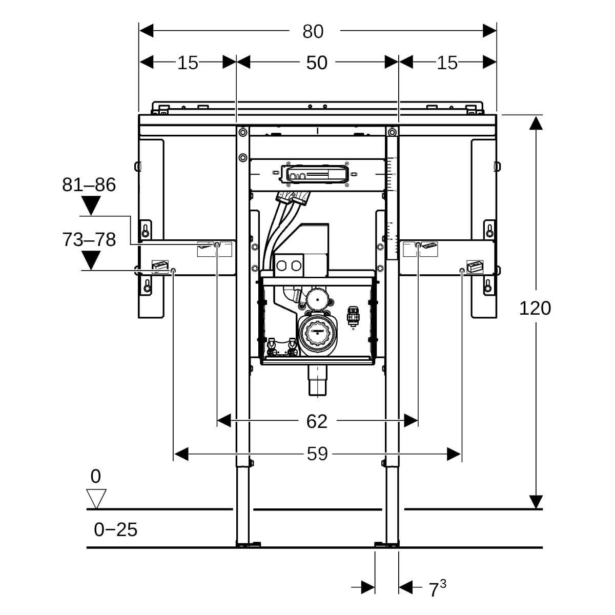 Bâti-support Geberit Duofix lavabo et robinetterie ONE hau loc lavabo 75cm - GEBERIT 111.071.00.2 