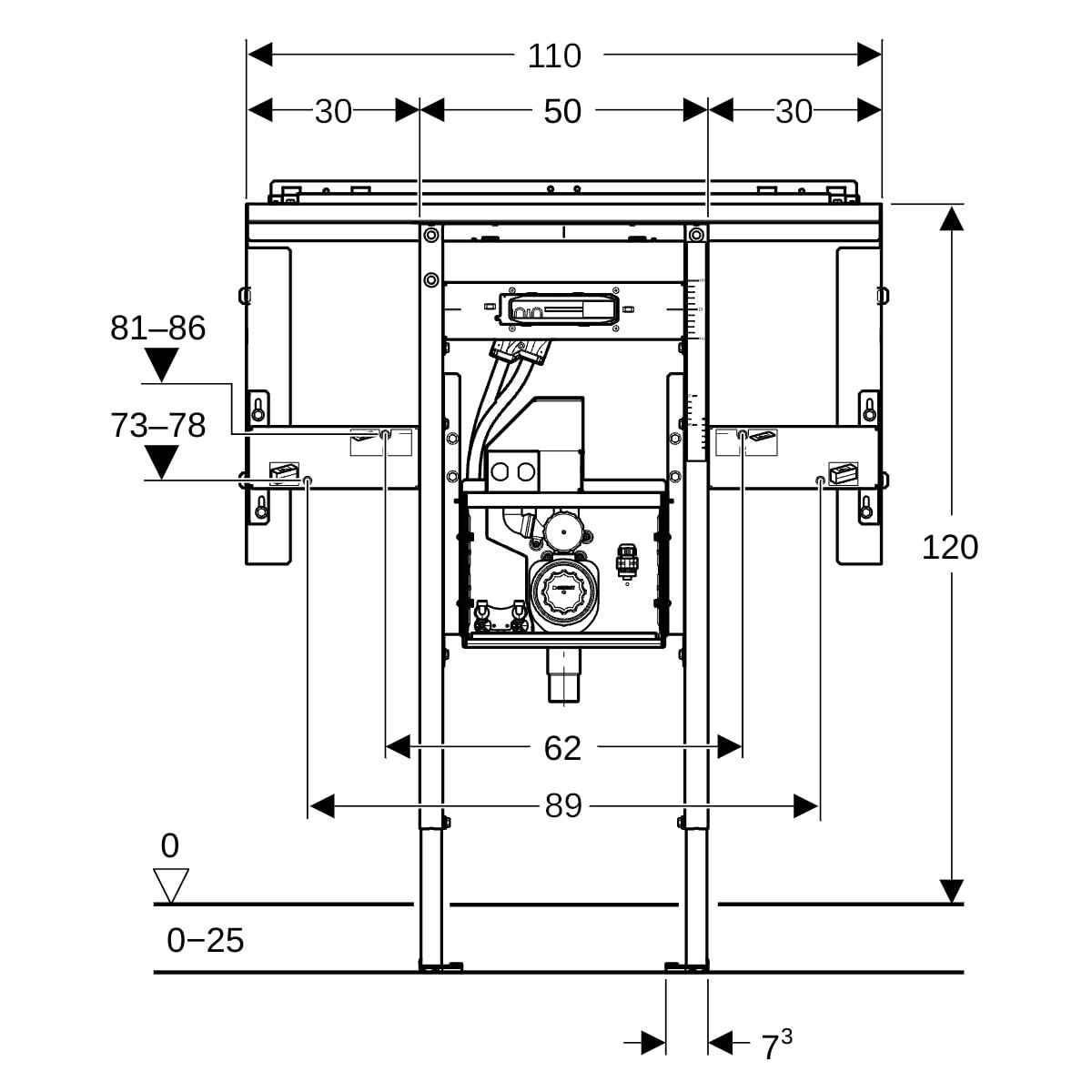 Bâti-support Geberit Duofix lavabo et robinetterie ONE hau loc lavabo 105cm - GEBERIT 111.073.00.2 