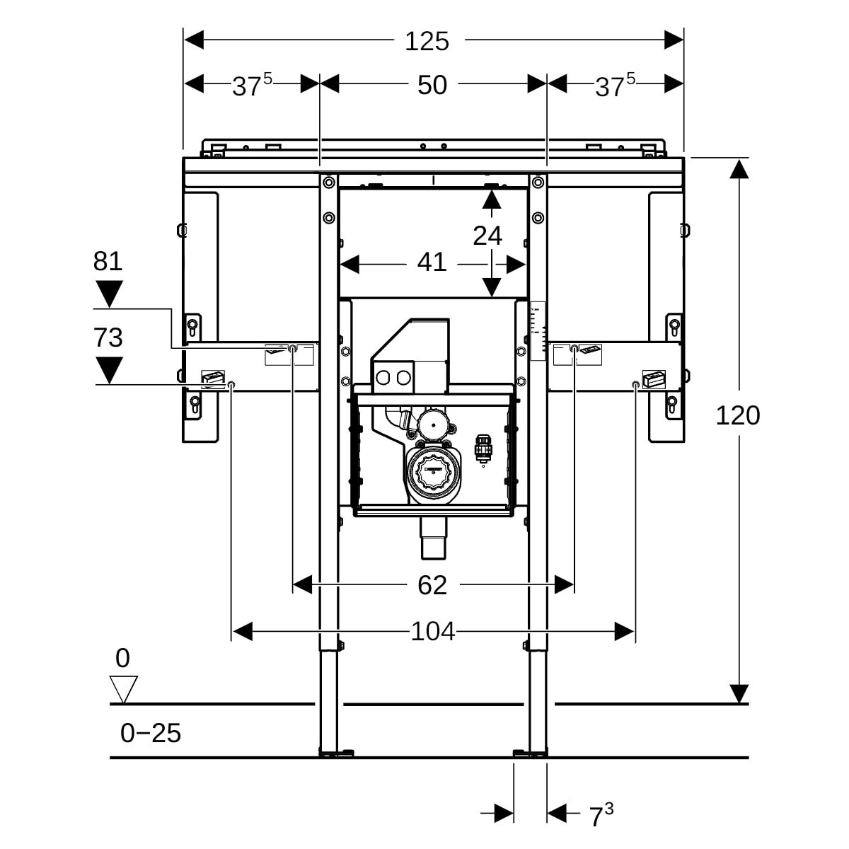 Bâti-support Geberit Duofix lavabo ONE et rob murale hau loclavabo 120cm - GEBERIT 111.084.00.2 