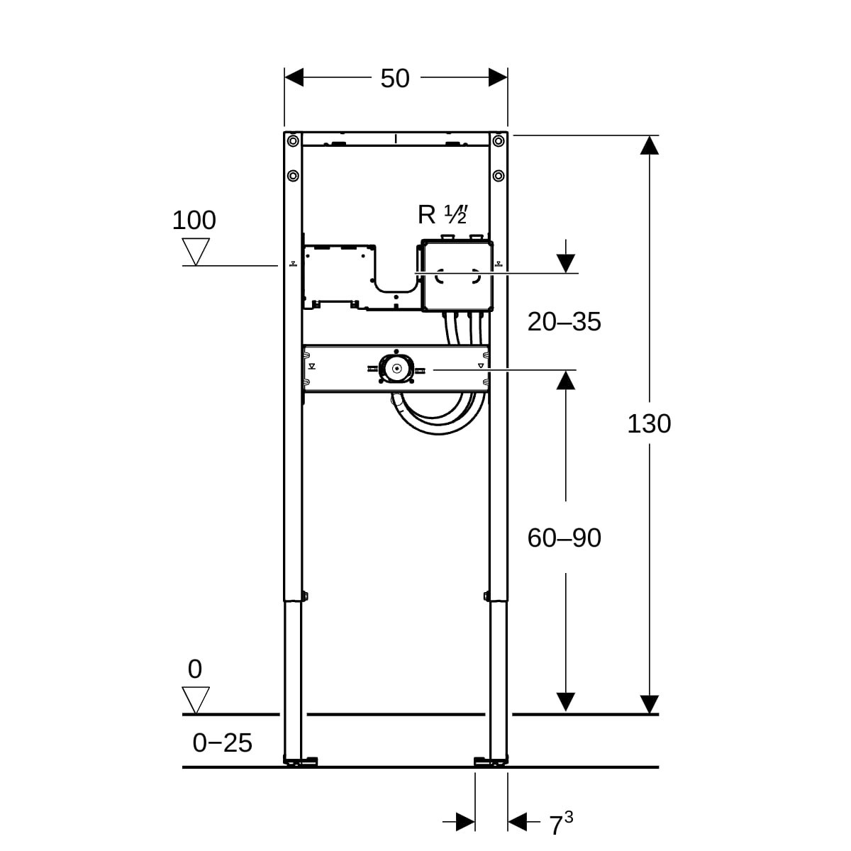 Bâti-support Geberit Duofix rob mur éle module fonctionnel 130 cm ablutions - GEBERIT 111.271.00.2 