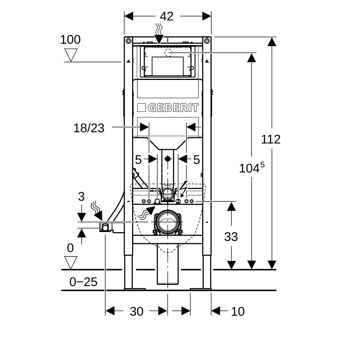Bâti-support Geberit Duofix WC 112 cm Sigma 12 cm autoportant étroit - GEBERIT 111.389.00.6 
