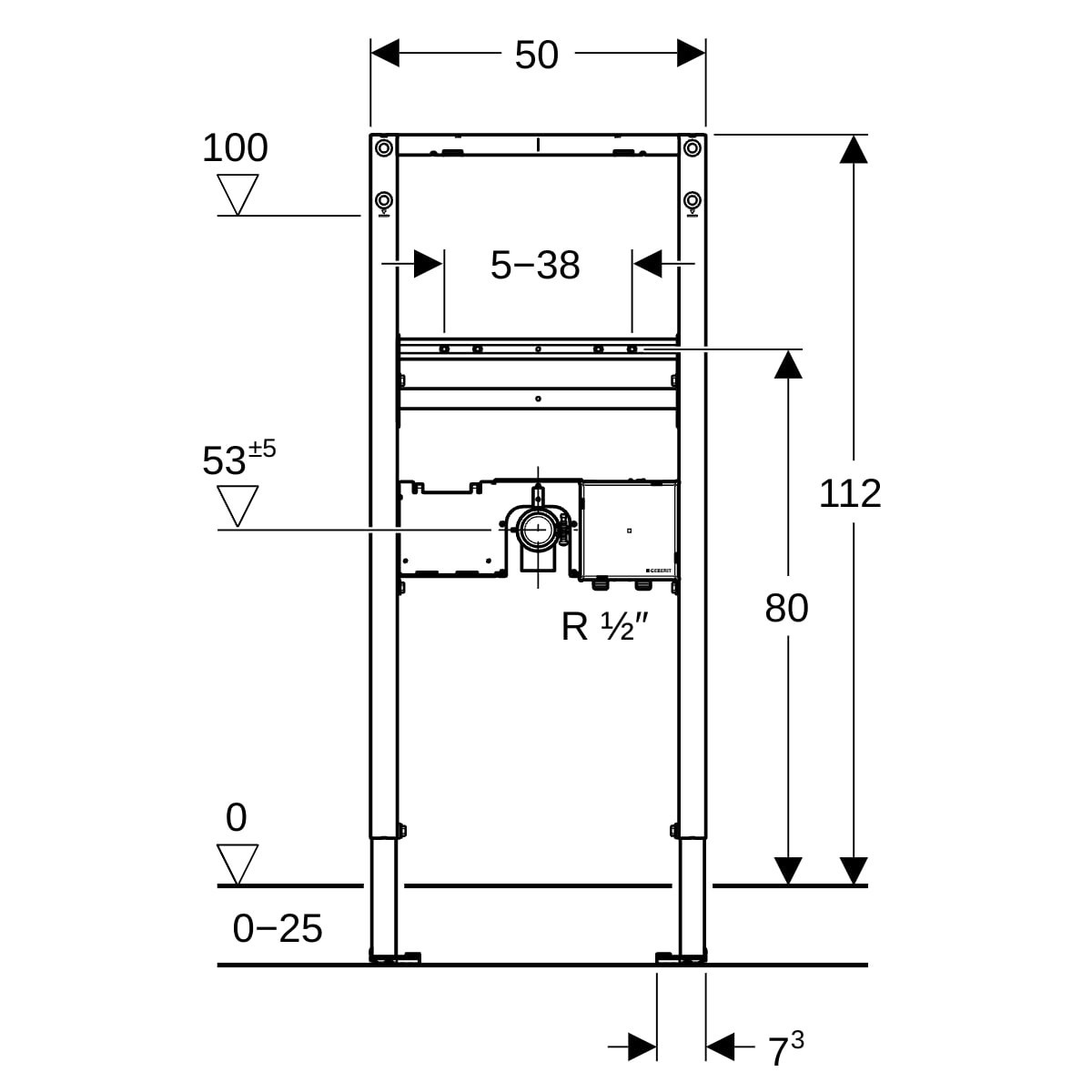 Bâti-support Geberit Duofix lavabo 112 cm robinetterie sur gorge mod fon - GEBERIT 111.551.00.2 