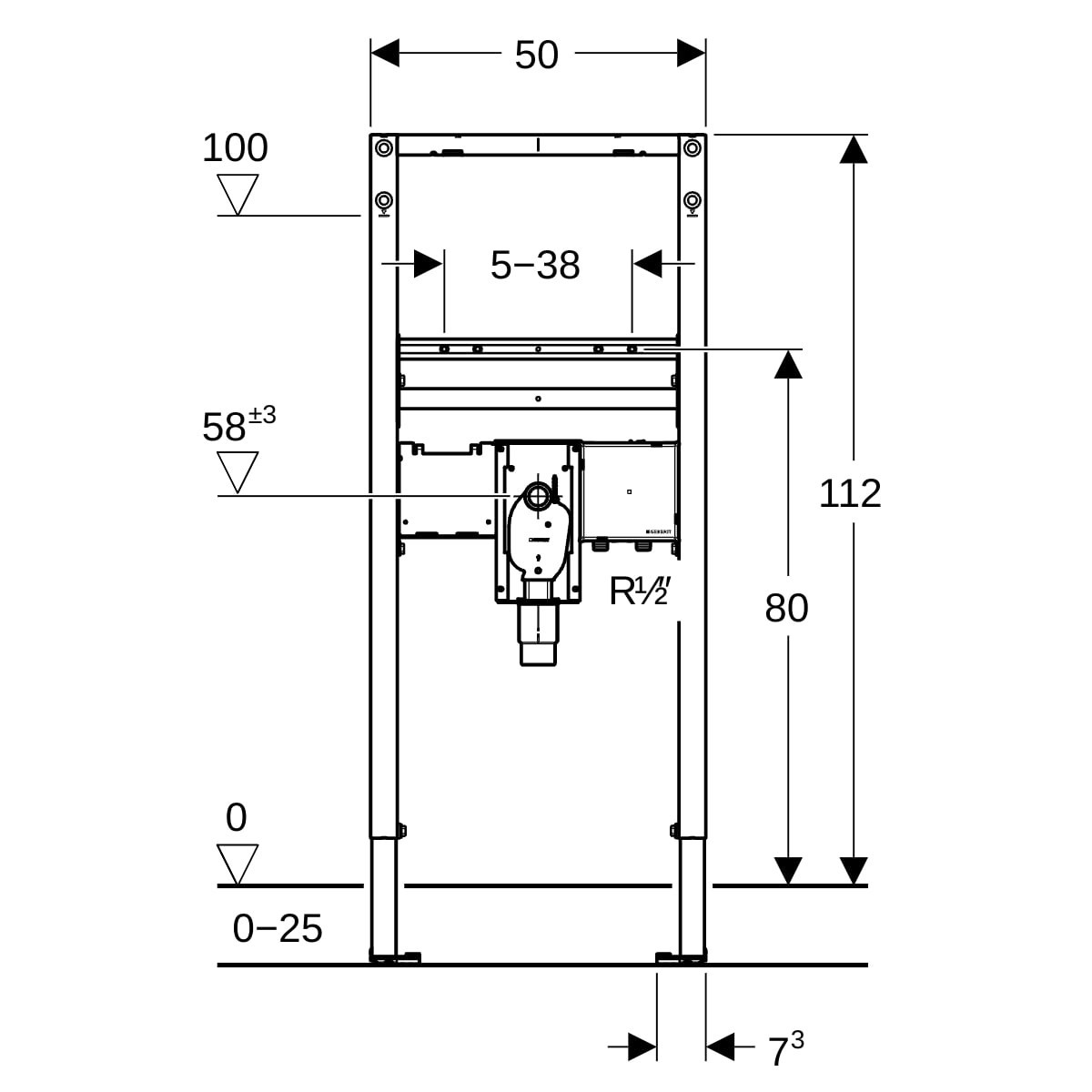 Bâti-support Geberit Duofix lavabo 112 cm rob sur gorge mod fon siphon enc - GEBERIT 111.556.00.2 