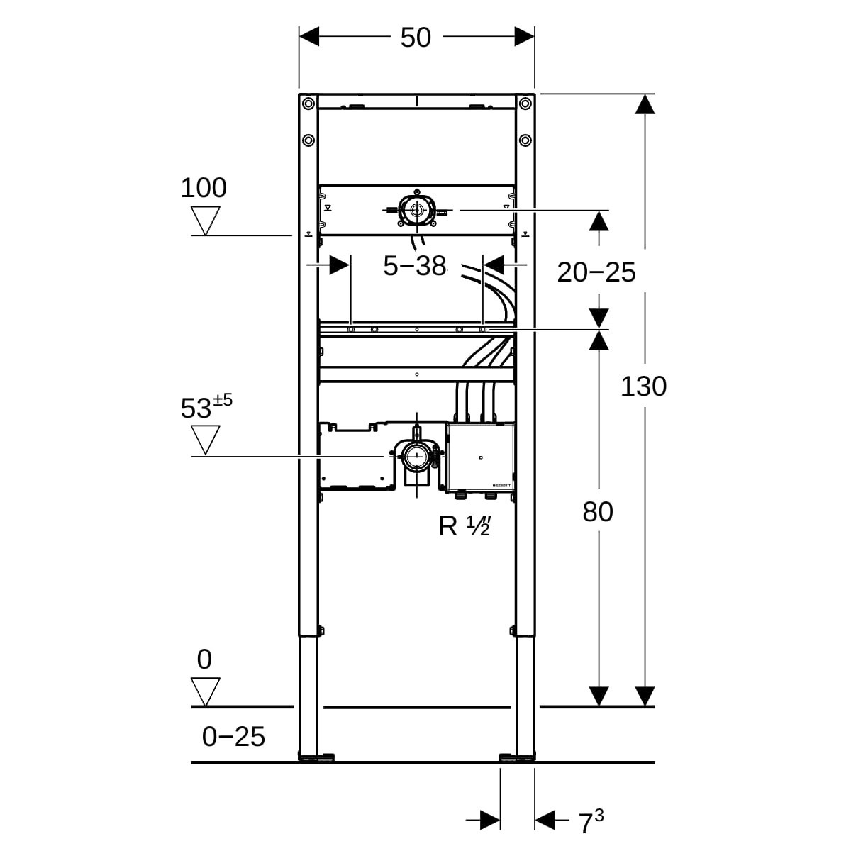 Bâti-support Geberit Duofix lavabo 130 cm rob murale enc mod fon - GEBERIT 111.558.00.2 