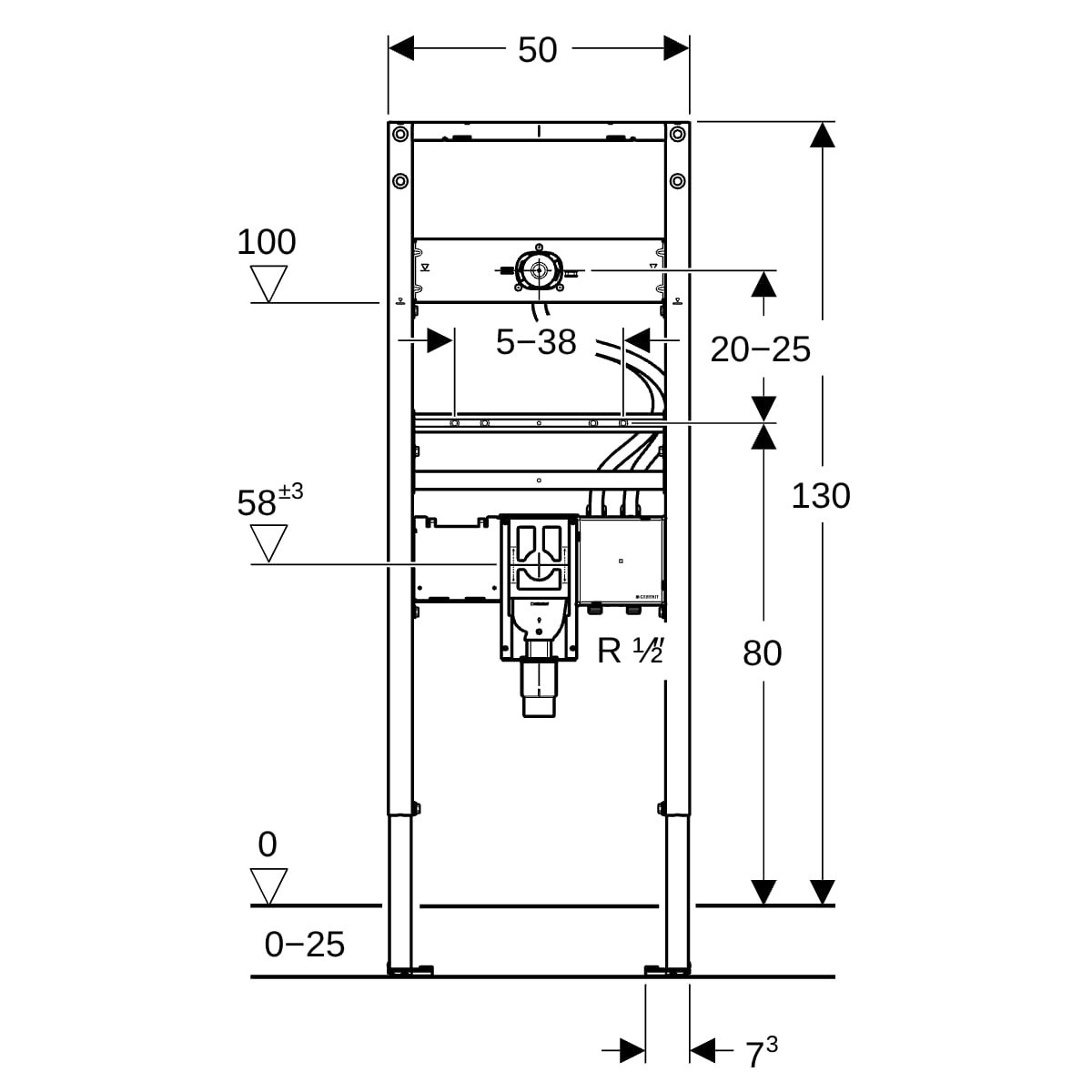 Bâti-support Geberit Duofix lavabo 130 cm rob murale enc mod fon siphon enc - GEBERIT 111.561.00.2 