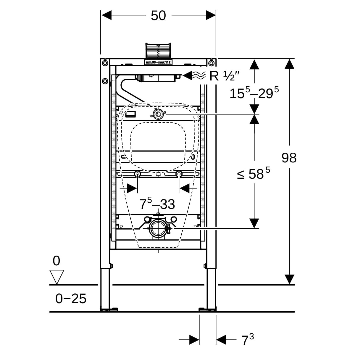 Bâti-support Geberit Duofix urinoir 98 cm universel cde par le dessus - GEBERIT 111.617.00.2 