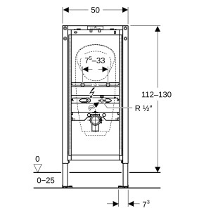 Bâti-support Geberit Duofix urinoir 112–130 cm universel robinet chasse app - GEBERIT 111.686.00.2 