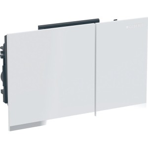 Plaque Geberit Omega60 carrée DT blanc réfl chromé brillant - GEBERIT 243.118.SI.1 