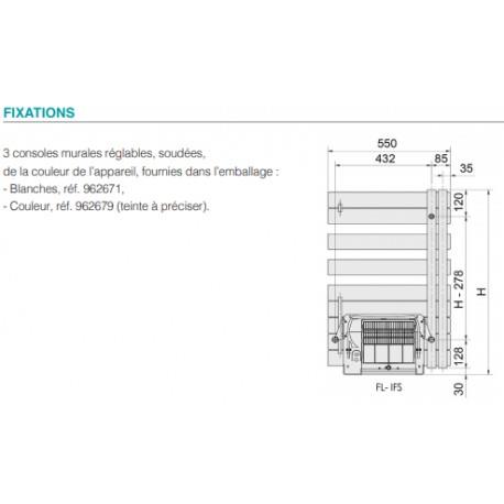 Sèche-serviette ACOVA - FASSANE SPA  + AIR Asymétrique à gauche eau chaude 1594W (594W + 1000W) FL118-055IFS