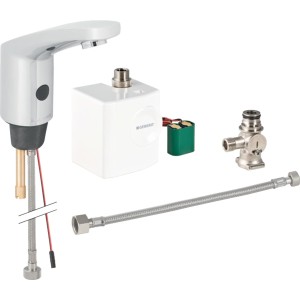 Robinetterie de lavabo Geberit type 185 alimentation par générateur Chromé bri - GEBERIT 116.365.21.1 