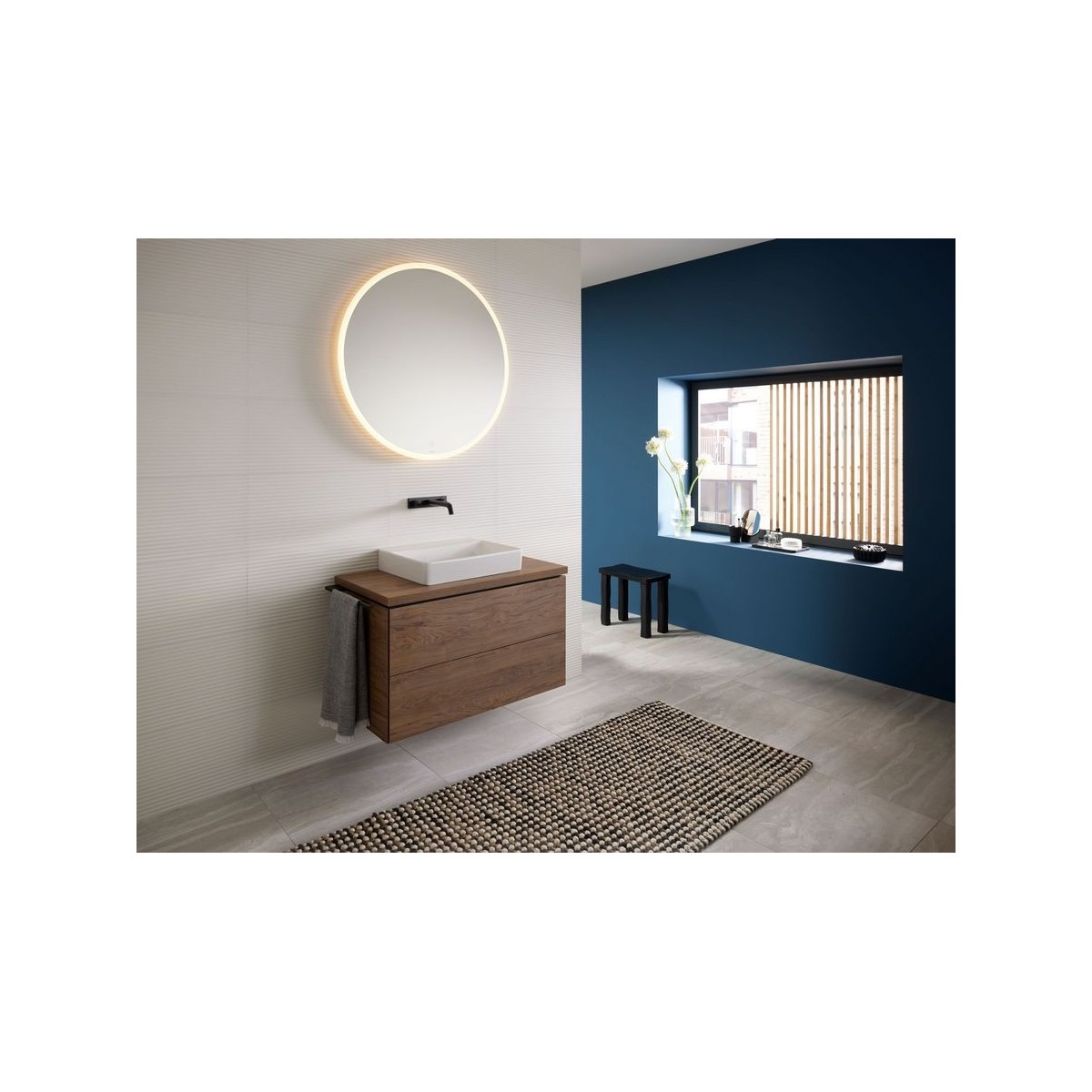 Robinetterie ONE design rond montage mural pr module à encastrer L20 noir - GEBERIT 116.464.14.1 