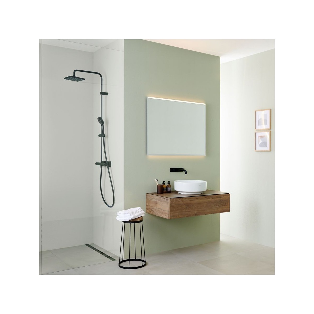 Robinetterie ONE design rond montage mural pr module à encastrer L20 noir - GEBERIT 116.464.14.1 