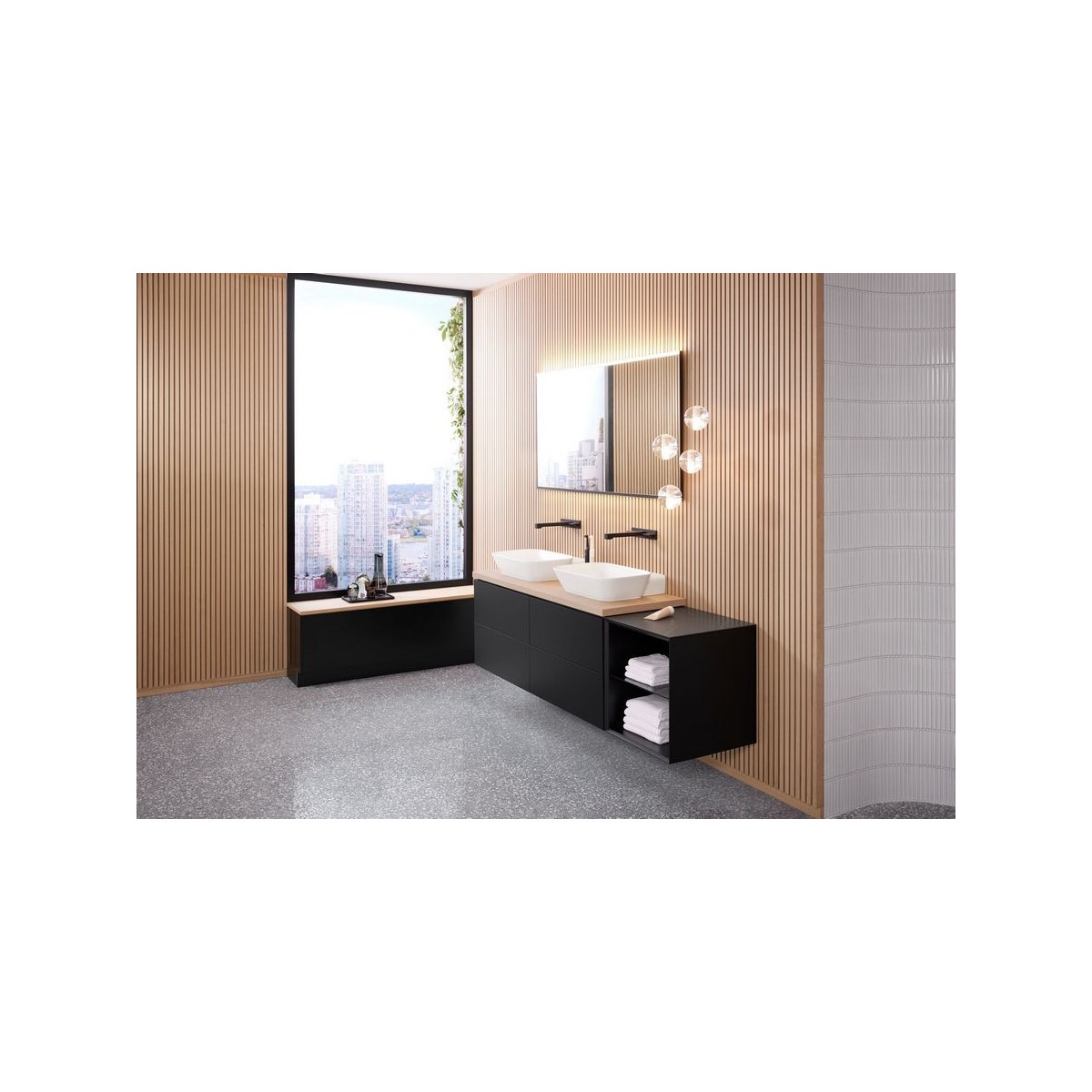 Robinetterie ONE design rect montage mural pr module à encastrer L22 noir - GEBERIT 116.465.14.1 