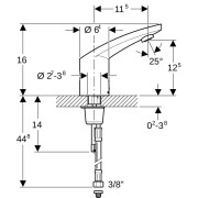 Robinetterie de lavabo Geberit type 185 alimentation sur secteur Chromé brilla - GEBERIT 116.155.21.1 