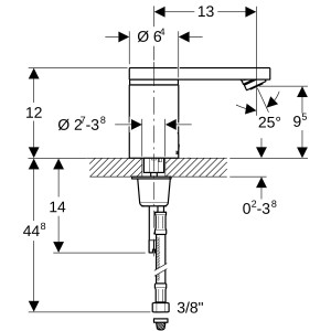 Robinetterie de lavabo Geberit type 186 alimentation par pile Chromé brillant - GEBERIT 116.246.21.1 