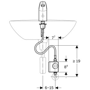 Robinetterie de lavabo Geberit type 185 alimentation par générateur Chromé bri - GEBERIT 116.335.21.1 