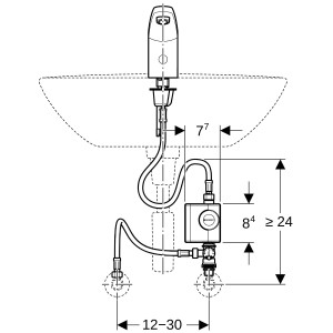 Robinetterie de lavabo Geberit type 185 alimentation par générateur Chromé bri - GEBERIT 116.365.21.1 