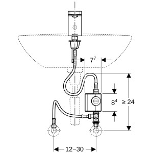 Robinetterie de lavabo Geberit type 186 alimentation par générateur Chromé bri - GEBERIT 116.366.21.1 