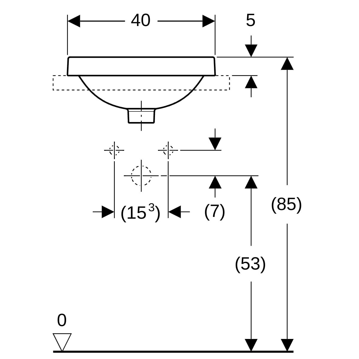 Vasque à enc. Geberit VariForm ronde D 40 sans trop-plein Blanc - GEBERIT 500.702.01.2 