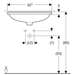 Vasque à enc. par dessous Geberit VariForm obl 55x46 trop-plein Blanc - GEBERIT 500.756.01.2 