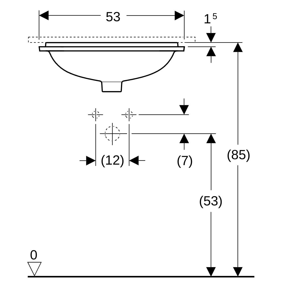 Vasque à enc. par dessous Geberit VariForm rect. 45x44 trop-plein Blanc - GEBERIT 500.760.01.2 