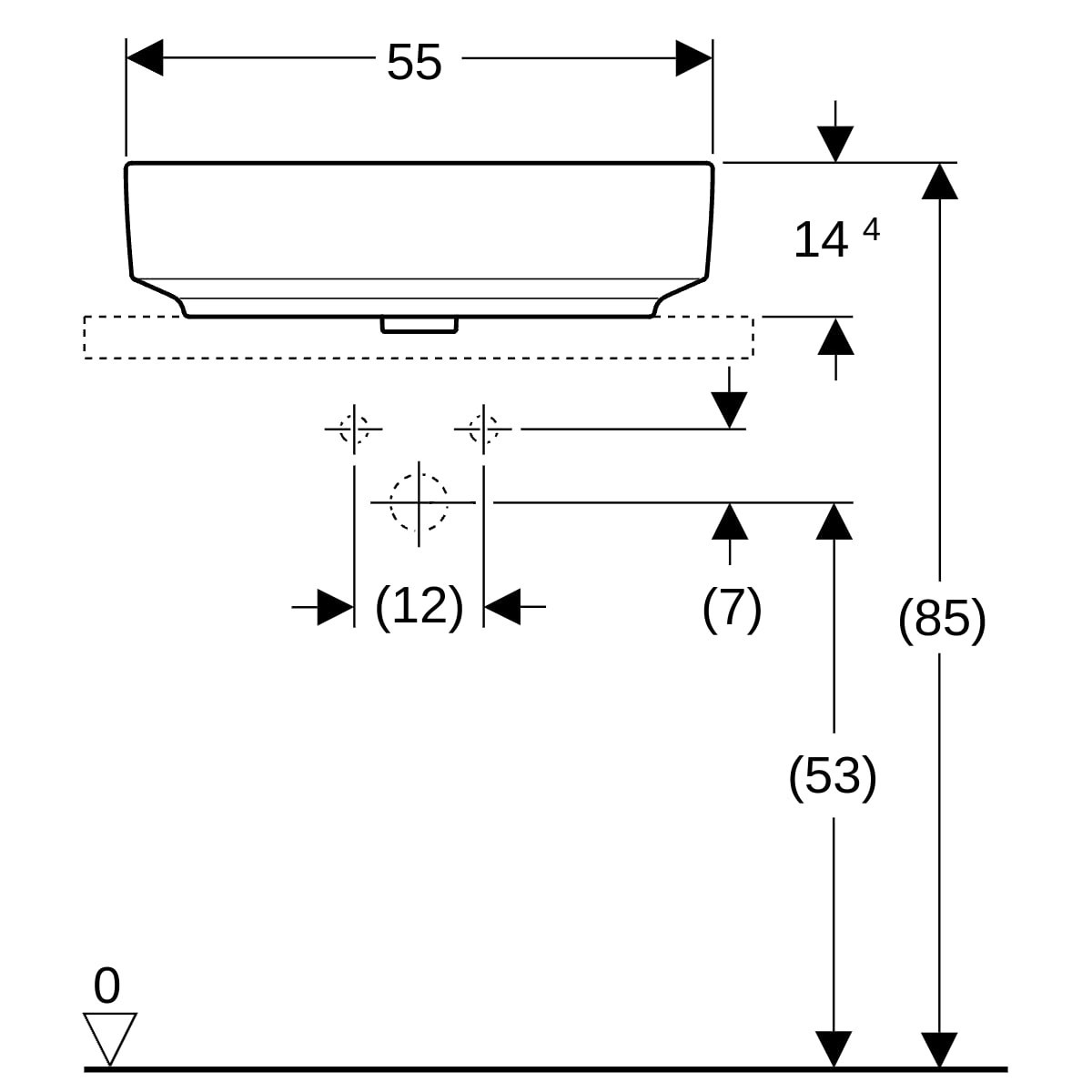Vasque à poser Geberit VariForm obl 55x40 sans trop-plein Blanc - GEBERIT 500.774.01.2 