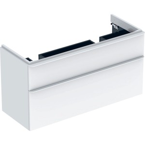 Meub. bas Geberit Smyle Square pour lav double 2 tiroirs 118.4x61.7x47 Blanc - GEBERIT 500.356.00.1 