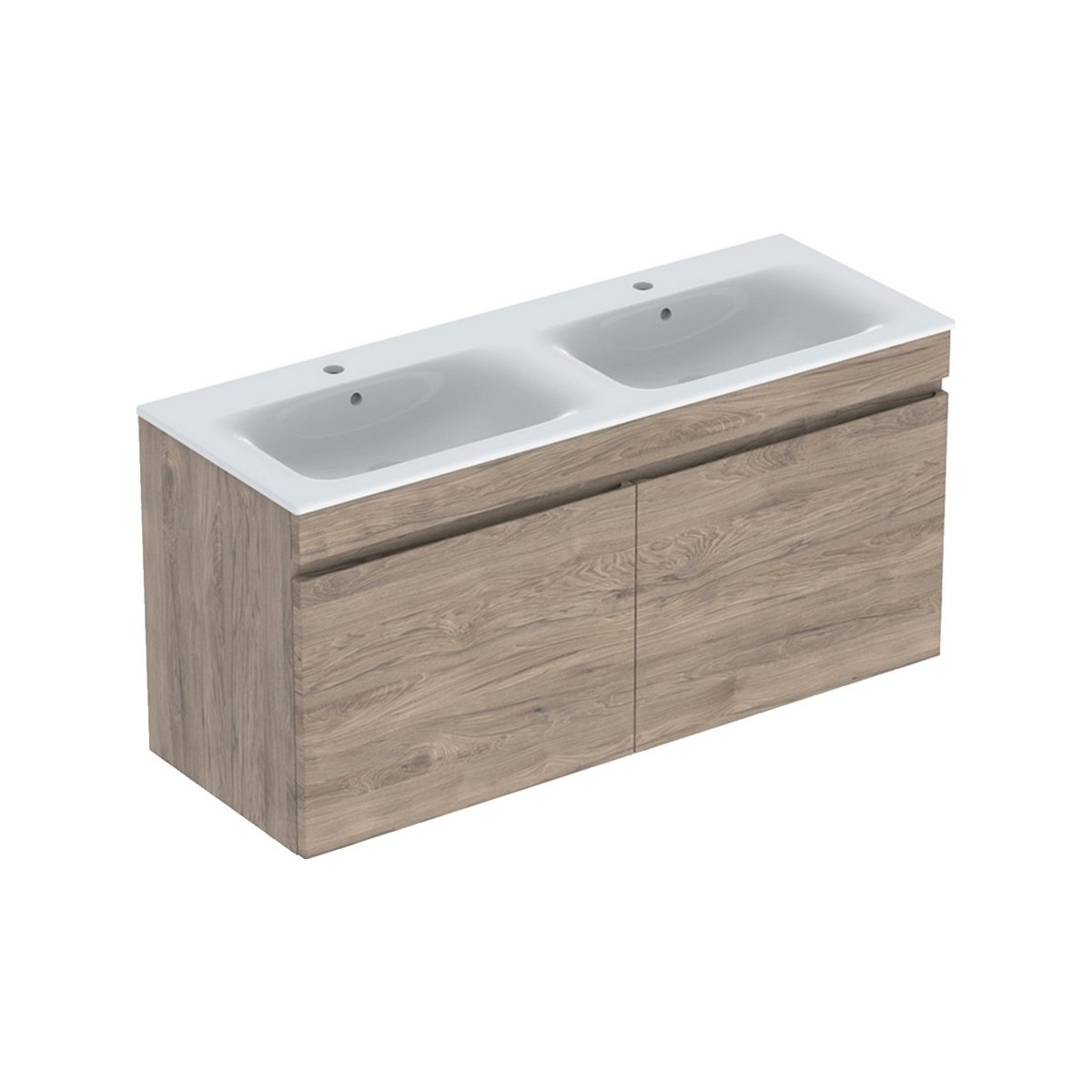 Pack lavabo slim 130 cm + mbl Geberit Renova Plan 1T 1T à l'angl. Noyer carya - GEBERIT 501.918.JR.1 
