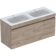 Pack lavabo slim 130 cm + mbl Geberit Renova Plan 1T 1T à l'angl. Noyer carya - GEBERIT 501.918.JR.1 