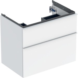 Meuble sous lavabo 75 cm Geberit iCon 2 tiroirs poignée Blanc Blanc brillant - GEBERIT 502.304.01.1 