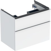 Meuble sous lavabo 75 cm Geberit iCon 2 tiroirs poignée Chrome Blanc brillant - GEBERIT 502.304.01.2 