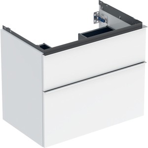 Meuble sous lavabo 75 cm Geberit iCon 2 tiroirs poignée Chrome Blanc brillant - GEBERIT 502.304.01.2 