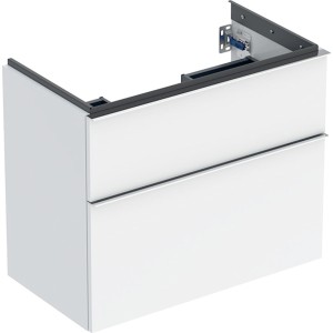 Meuble sous lavabo 75 cm compact Geberit iCon 2 tiroirs poignée Chrome Blanc br - GEBERIT 502.308.01.2 