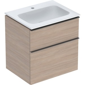 Pack lavabo slim 60 cm avec meuble Geberit iCon 2 tiroirs et siphon Chêne - GEBERIT 502.335.JH.1 