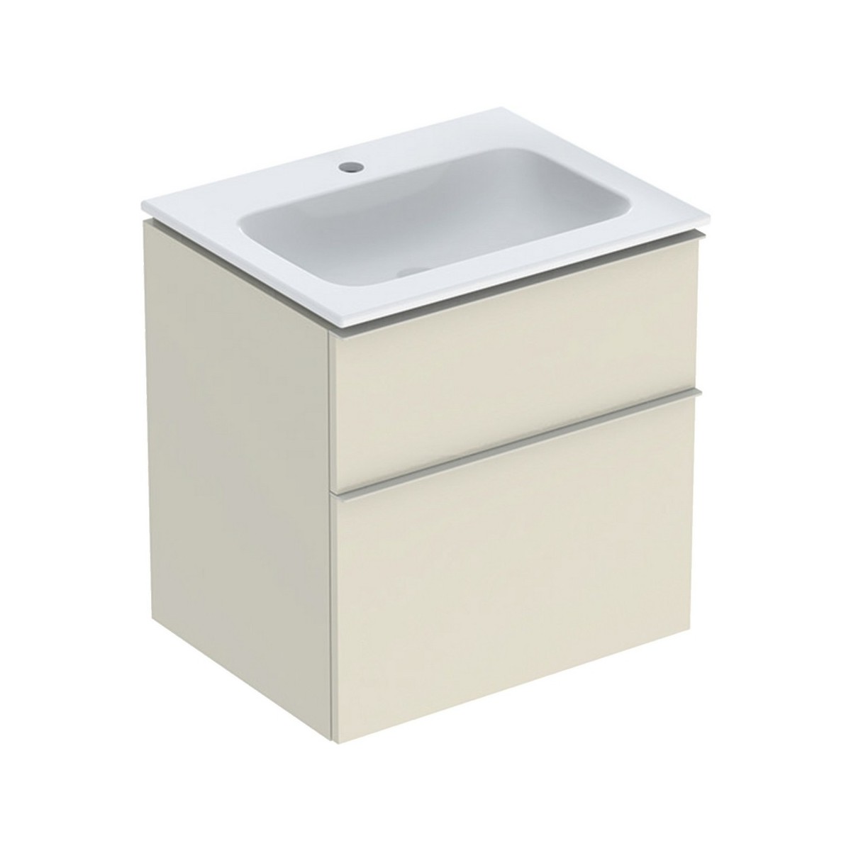 Pack lavabo slim 60 cm avec meuble Geberit iCon 2 tiroirs et siphon Sable gris - GEBERIT 502.335.JL.1 