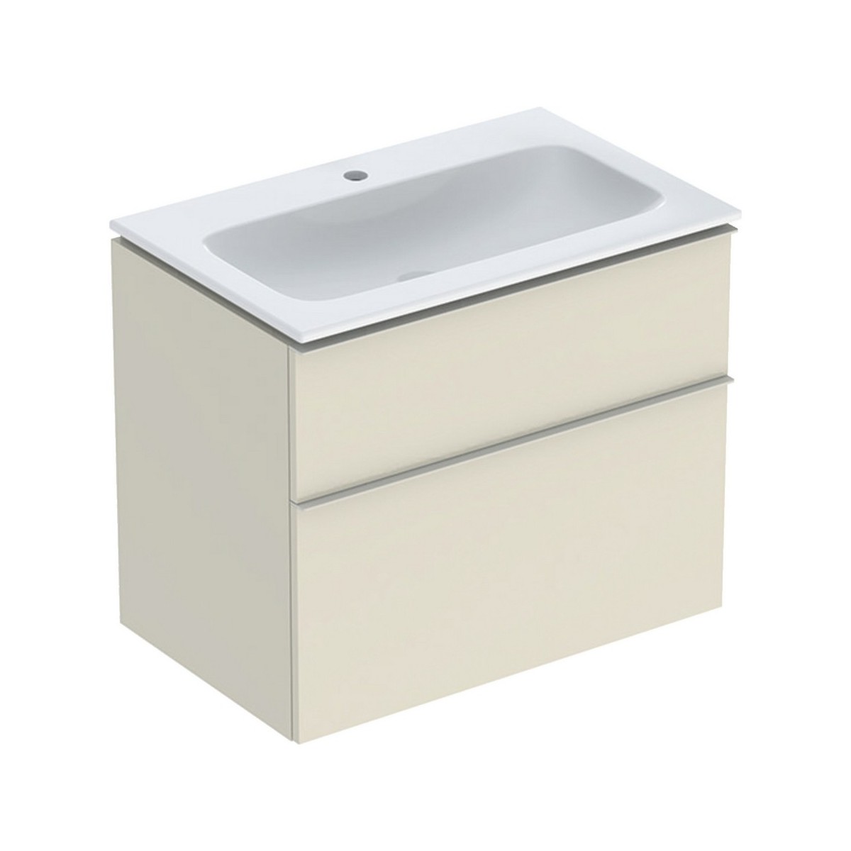 Pack lavabo slim 75 cm avec meuble Geberit iCon 2 tiroirs et siphon Sable gris - GEBERIT 502.336.JL.1 