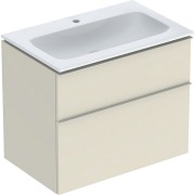 Pack lavabo slim 75 cm avec meuble Geberit iCon 2 tiroirs et siphon Sable gris - GEBERIT 502.336.JL.1 