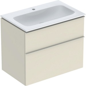 Pack lavabo slim 75 cm avec meuble Geberit iCon 2 tiroirs et siphon Sable gris - GEBERIT 502.336.JL.1 