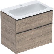 Pack lavabo slim 75 cm avec meuble Geberit iCon 2 tiroirs et siphon Noyer Carya - GEBERIT 502.336.JR.1 
