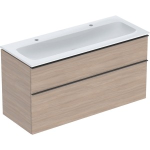Pack lavabo slim 120 cm avec meuble Geberit iCon 2 tiroirs et siphon Chêne - GEBERIT 502.338.JH.1 