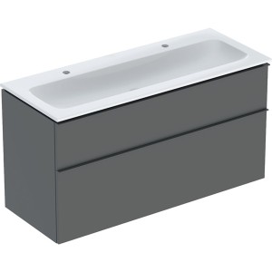 Pack lavabo slim 120 cm avc meuble Geberit iCon 2 tiroirs et siphon Gris velouté - GEBERIT 502.338.JK.1 