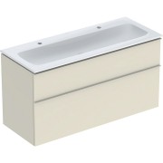 Pack lavabo slim 120 cm avec meuble Geberit iCon 2 tiroirs et siphon Sable gris - GEBERIT 502.338.JL.1 