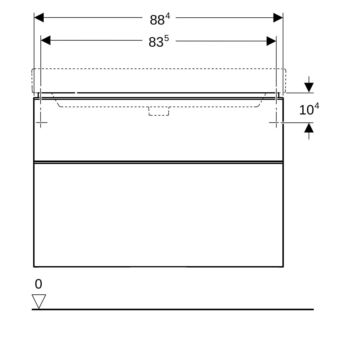 Meub. bas Geberit Smyle Square pour lav 2 tiroirs 88.4x61.7x47 Noyer - GEBERIT 500.354.JR.1 