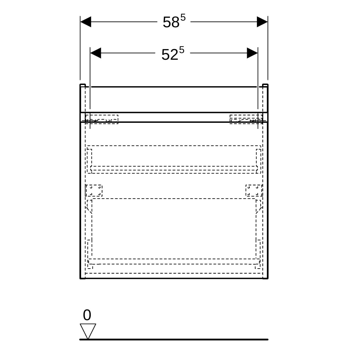 Meuble sous lavabo 65 cm Geberit Renova Plan 1 tiroir 1 tiroir à l'angl Gris vel - GEBERIT 501.906.JK.1 